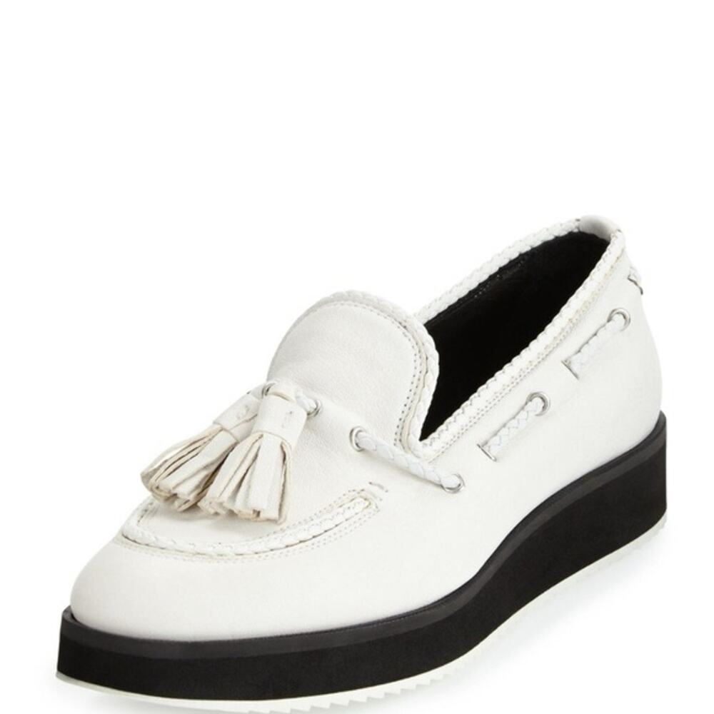 Rag & Bone Women's McKenzie Tassel Leather Loafer In White Size 8 (38.5)